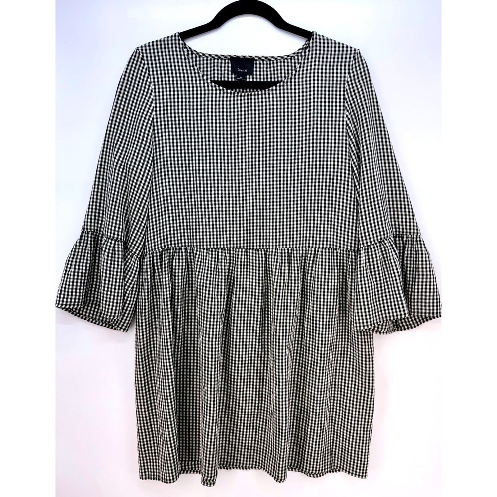 Lumiere Womens Gingham Babydoll Tunic Dress Sz M Cottagecore Prairie Coquette